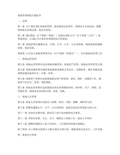 基地管理制度汇编范本