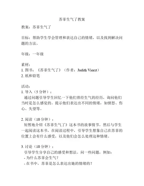 苏菲生气了教案
