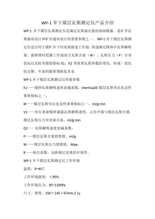 WP-1井下煤层瓦斯测定仪性能参数