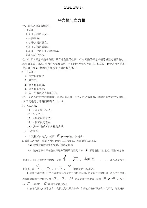 数的开方知识点与例题