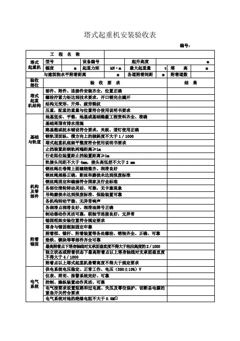 塔式起重机安装验收表 (2)