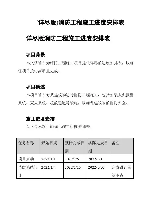 (详尽版)消防工程施工进度安排表