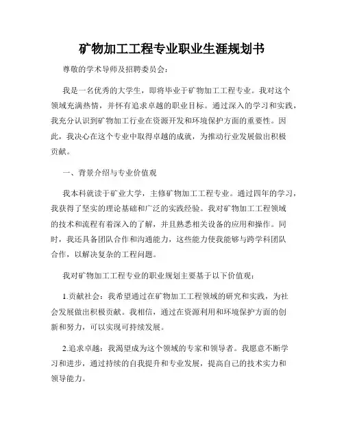 矿物加工工程专业职业生涯规划书