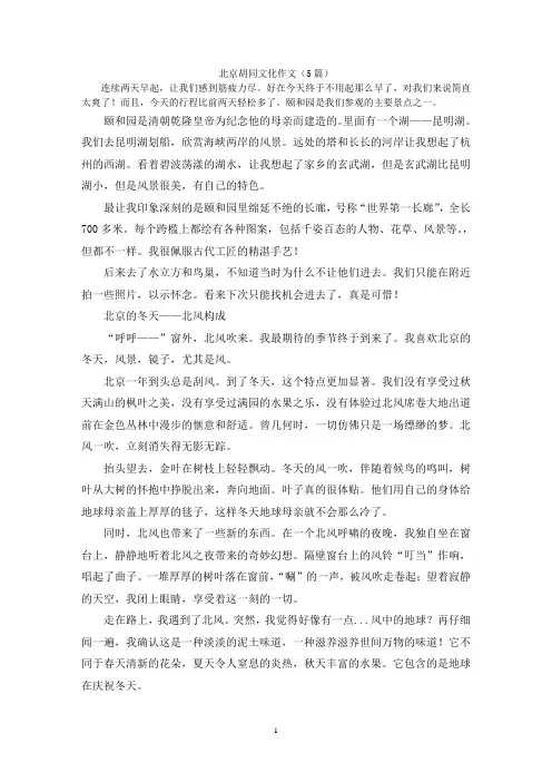 北京胡同文化作文(5篇)