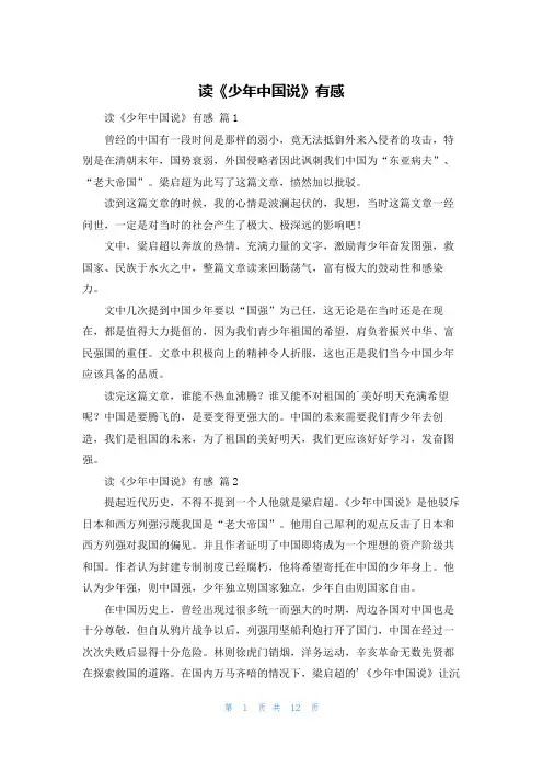 读《少年中国说》有感