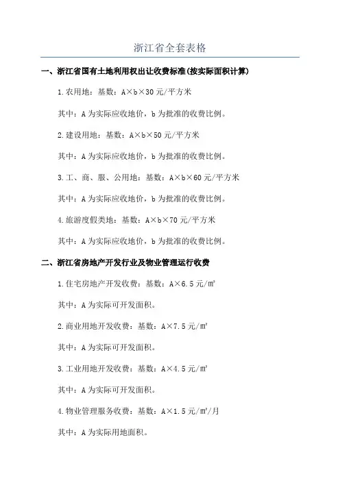 浙江省全套表格