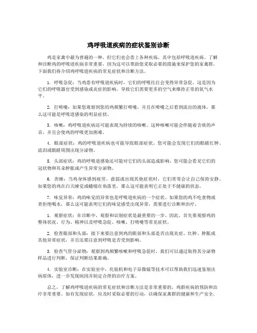鸡呼吸道疾病的症状鉴别诊断