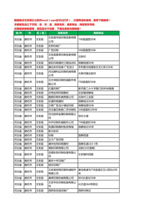 2020新版河北省廊坊市文安县印刷工商企业公司商家名录名单黄页联系电话号码地址大全34家