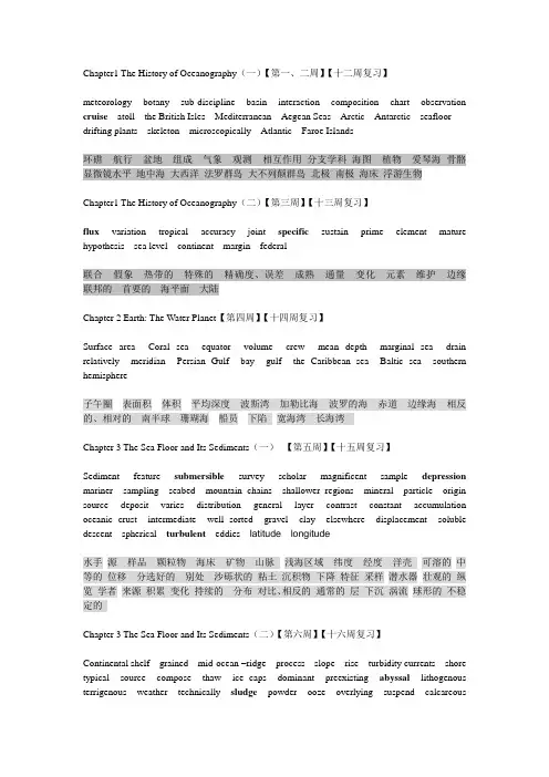 海洋科学专业英语词汇