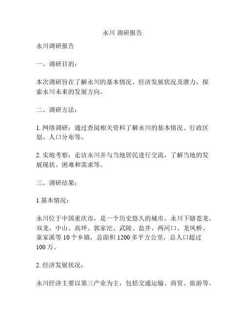永川 调研报告