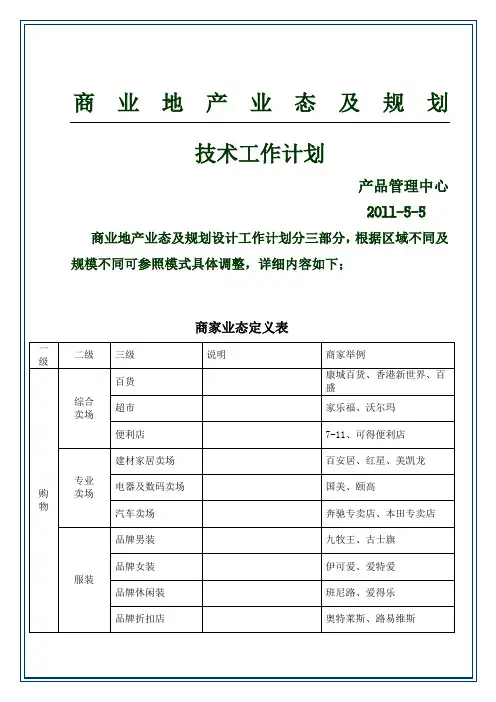 商业地产业态及规划标准手册
