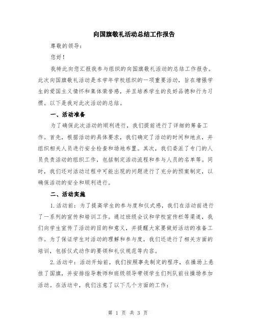 向国旗敬礼活动总结工作报告