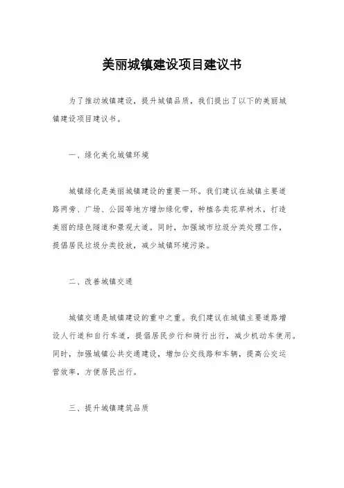 美丽城镇建设项目建议书