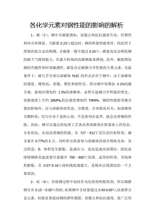 各化学元素对钢性能的影响的解析