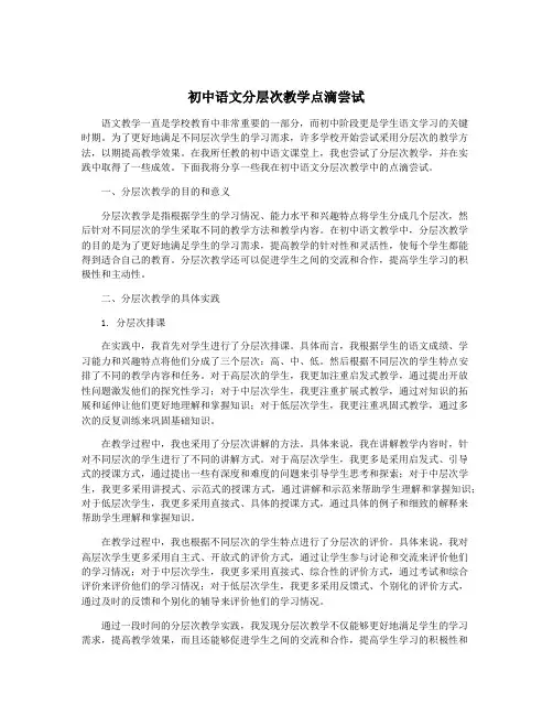 初中语文分层次教学点滴尝试