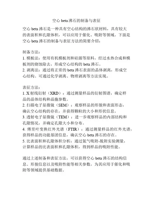 空心beta沸石的制备与表征