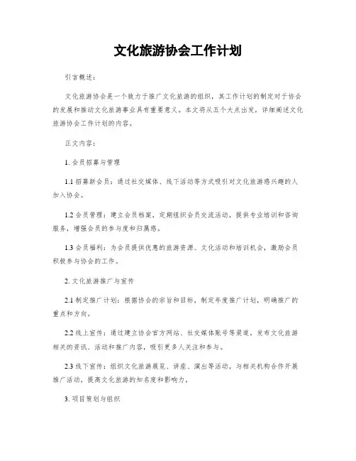 文化旅游协会工作计划