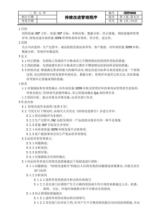 持续改进管理程序