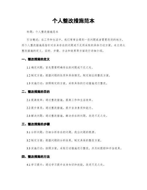 个人整改措施范本