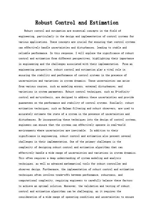 Robust Control and Estimation