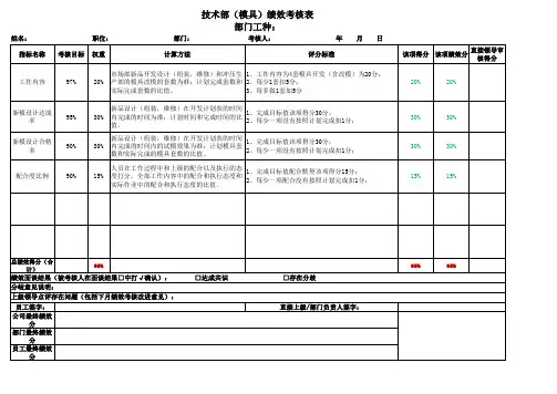 技术部模具  绩效考核表