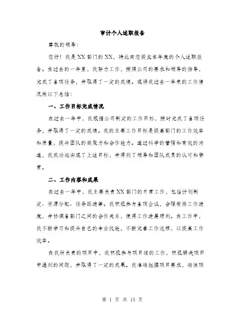 审计个人述职报告（5篇）