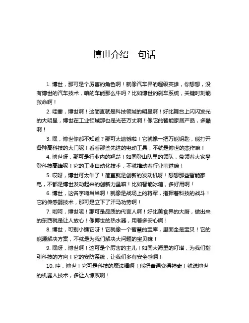 博世介绍一句话