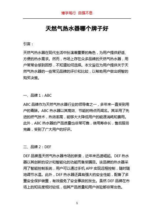 天然气热水器哪个牌子好