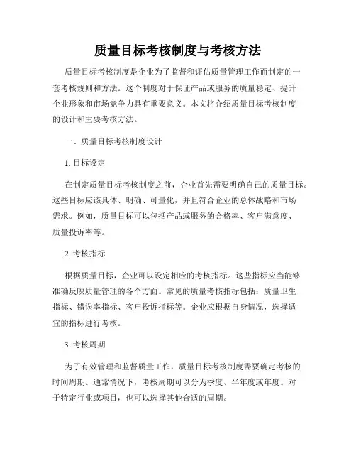质量目标考核制度与考核方法
