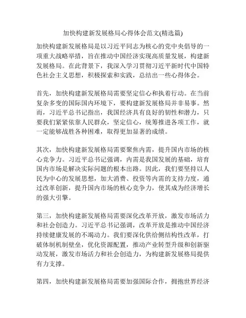 加快构建新发展格局心得体会范文(精选篇)