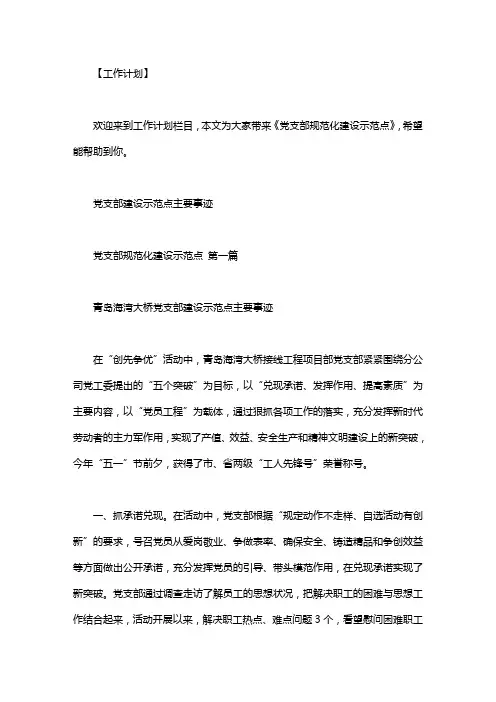 党支部规范化建设示范点