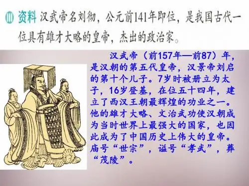 八年级历史与社会上册第三单元第三课汉武帝时代的大一统格局课件新人教版