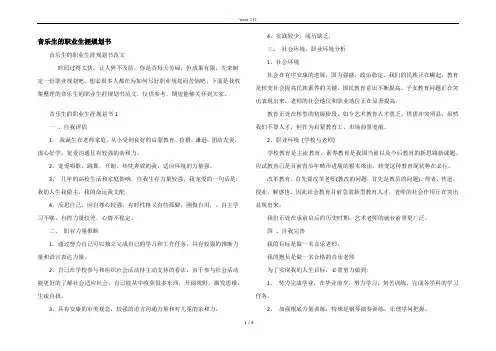 音乐生的职业生涯规划书