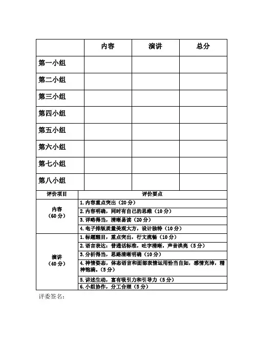 评分表