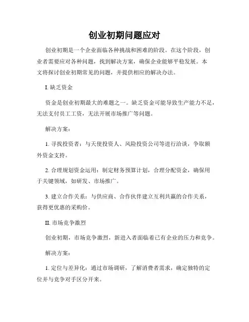 创业初期问题应对