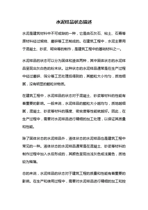 水泥样品状态描述