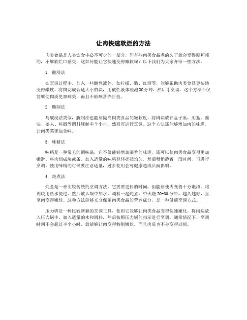 让肉快速软烂的方法