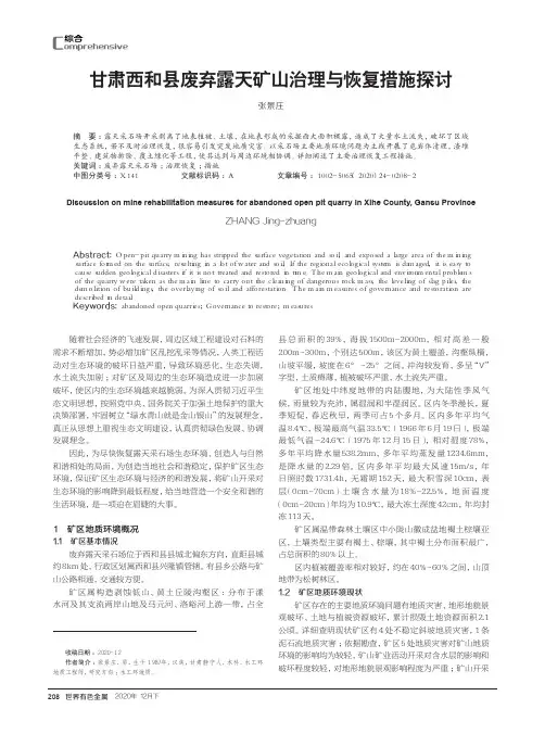 甘肃西和县废弃露天矿山治理与恢复措施探讨