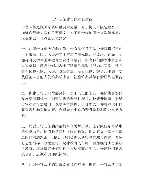 士官队伍建设的意见建议