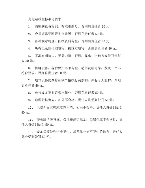 变电所质量标准化要求