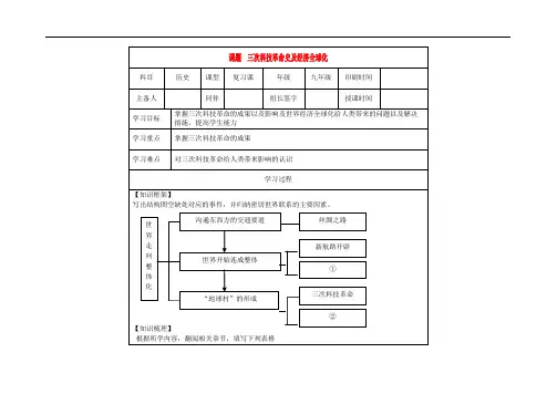内蒙古鄂尔多斯市达拉特旗中考历史专题复习 三次科技