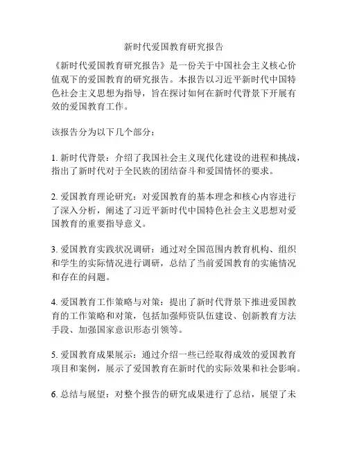新时代爱国教育研究报告