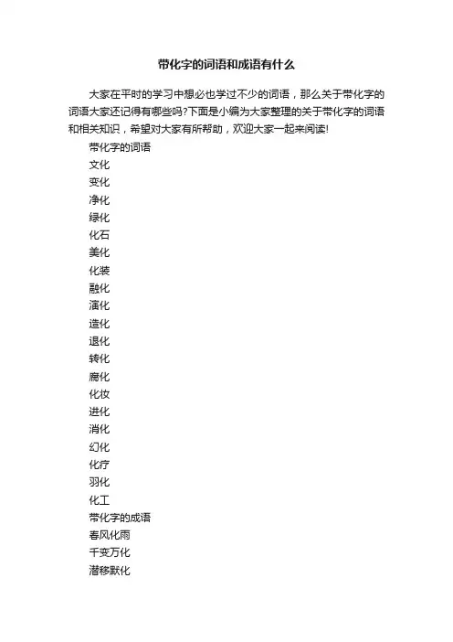 带化字的词语和成语有什么
