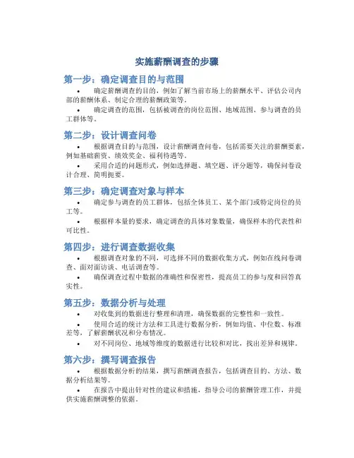 实施薪酬调查的步骤