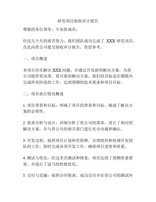 研发项目验收审计报告