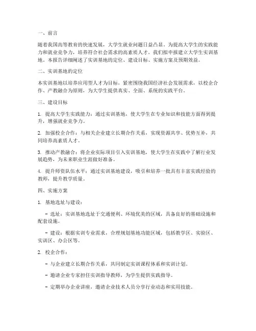 申报大学生实训基地报告
