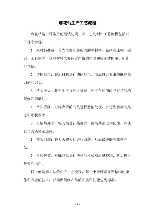 麻花钻生产工艺流程