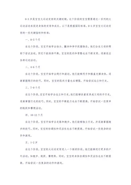 0-3岁宝宝大运动发育国际标准