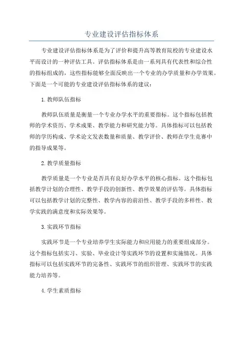 专业建设评估指标体系