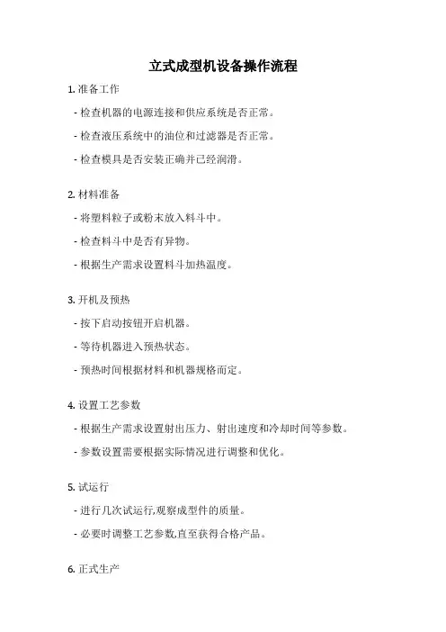 立式成型机设备操作流程